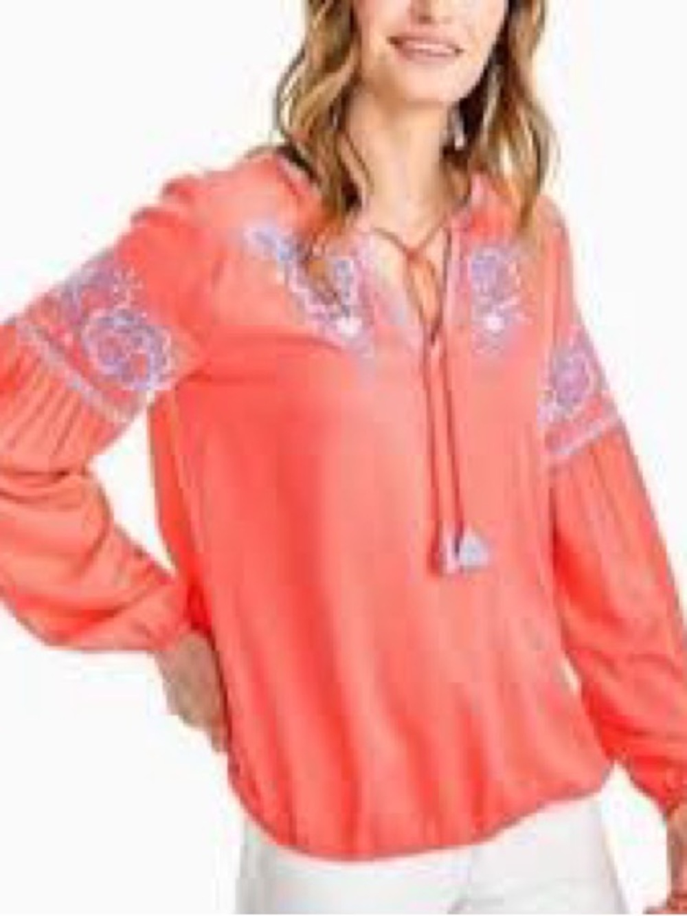 Southern Tide Sienna Tassel Embroidered Boho Blouse. Size Large!!